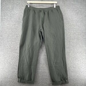 J Jill Jogger Pants Women Size Small Olive Green Drawstrings Linen Blend Casual